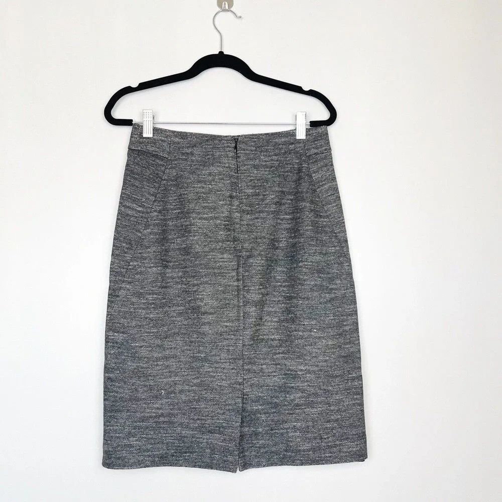 Theory Tweed Pencil Skirt Wool Blend Gray 4